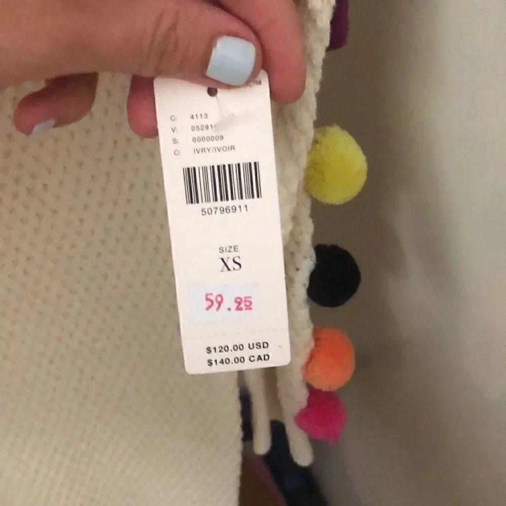 Anthropologie pom pom rainbow sweater NWT XS